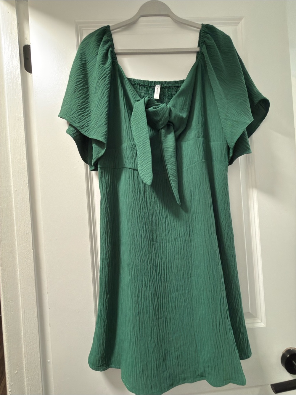 Aritzia Emerald Green Tie-Front Flutter Sleeve Tunic